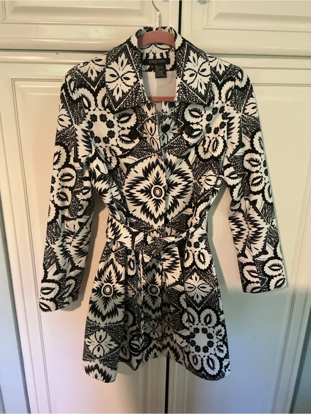 Etcetera Black and White Patterned Coat
